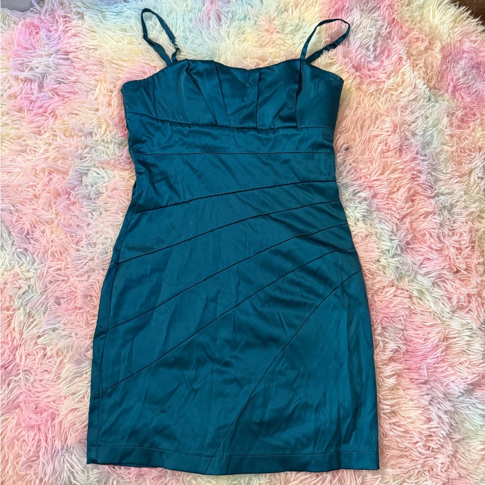 Forever 21 Teal Satin Dress